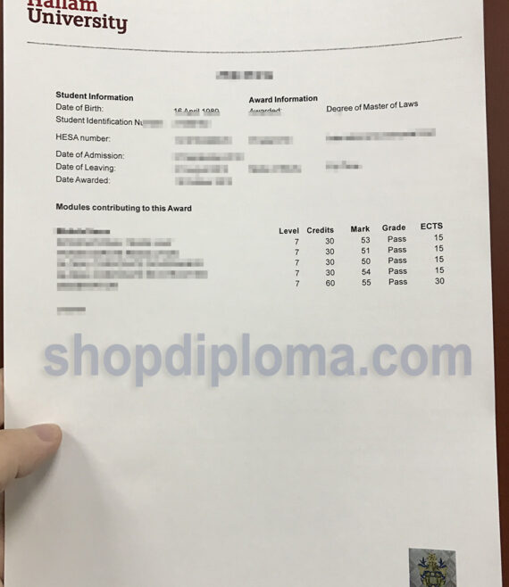 Sheffield hallam university academic transcript