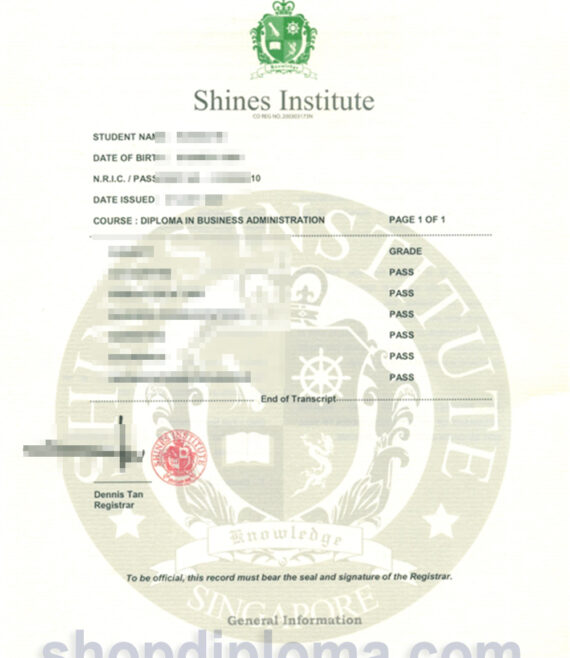 Shines institute academic transcript