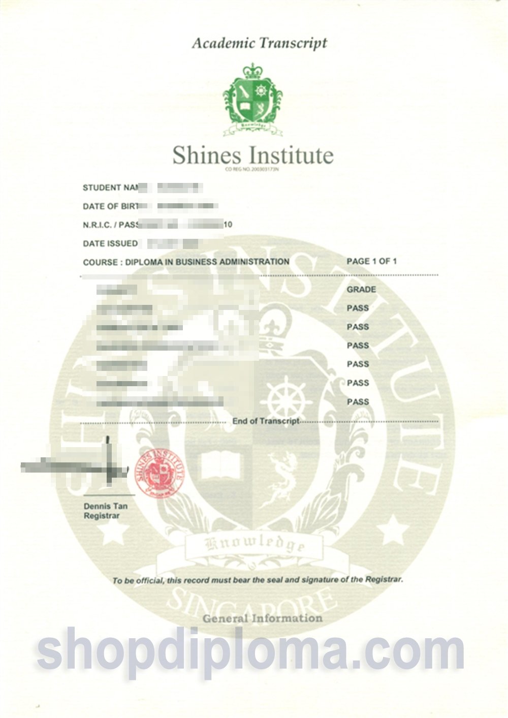Shines institute academic transcript - High-Quality Diploma Replacement ...
