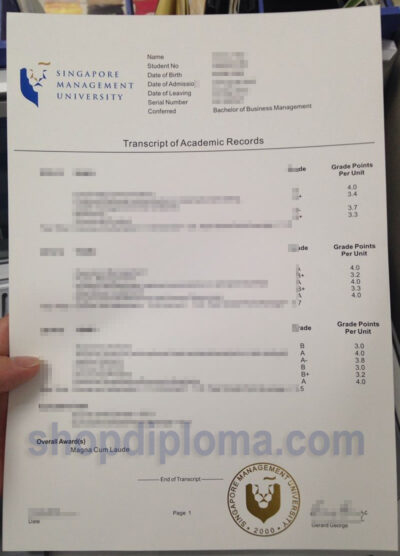 Singapore management university transcript of academic records