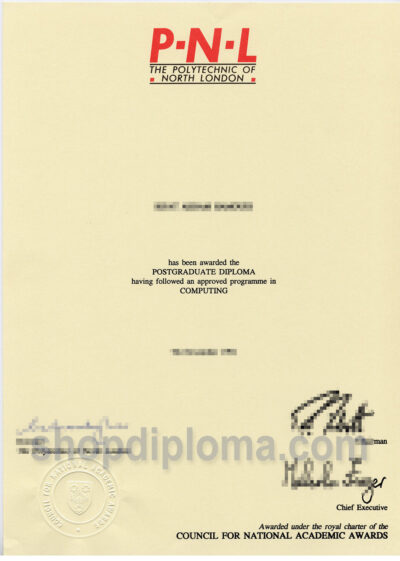 The Polytechnic of North London Diploma Certificate in computing