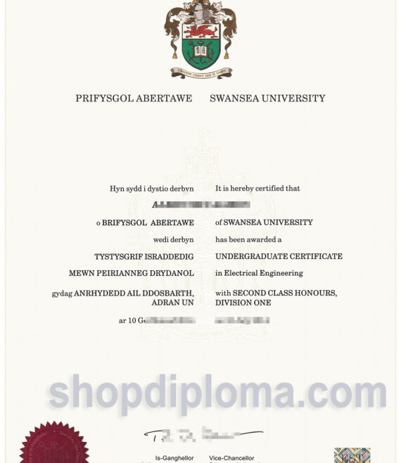 Swansea University Undergraduate Certificate in Electrical Engineering (Upper Second Class Honours)