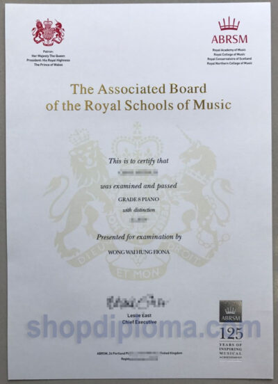 The associated board of the royal schools of music the certify that grade 8 piano