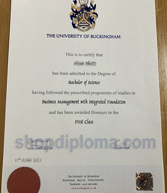 The university of Buckingham the degree of bachelor of science