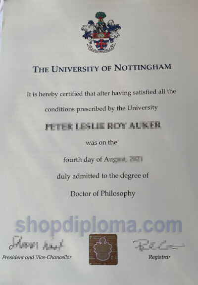 The university of Nottingham the degree of doctor of philosophy