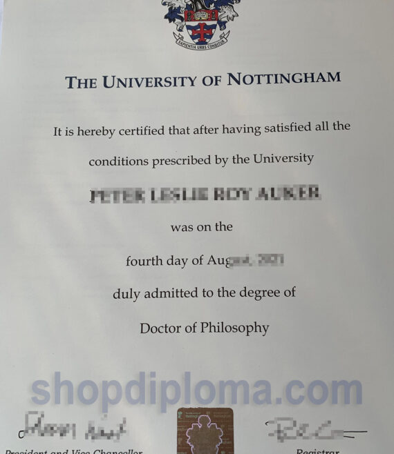 The university of Nottingham the degree of doctor of philosophy