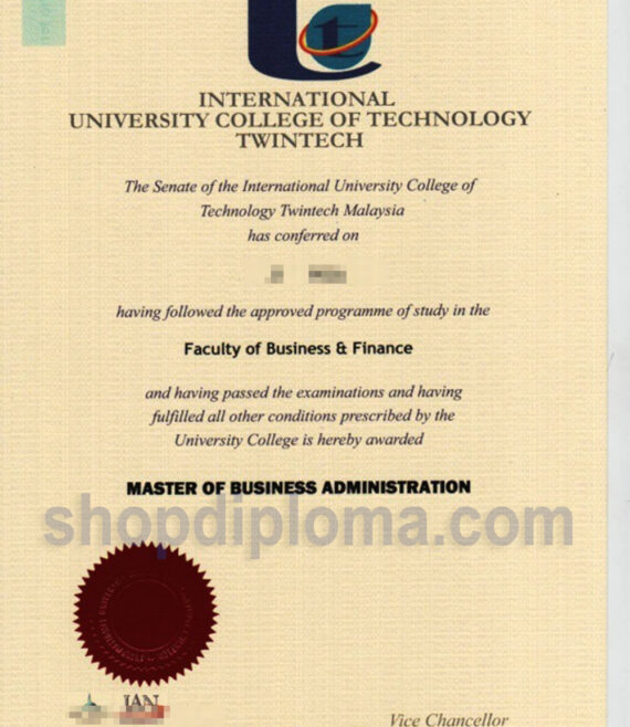 Twintech International University College of Technology the degree of master of business administration