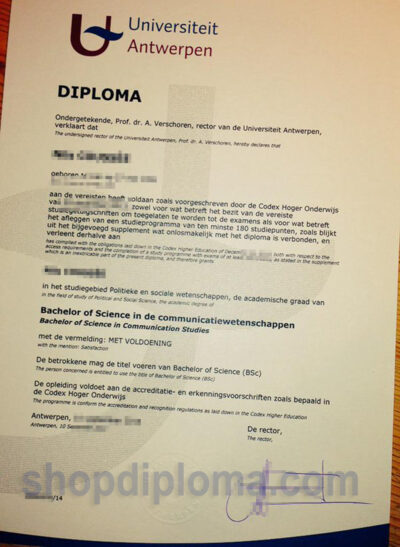 Universiteit Antwerpen Bachelor Diploma