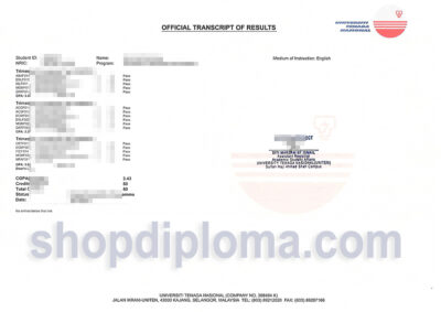 Universiti Tenaga Nasional(UNITEN) transcript