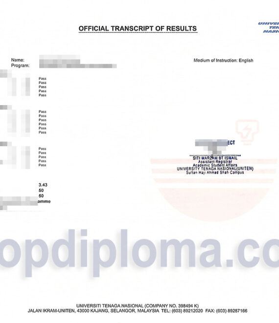 Universiti Tenaga Nasional(UNITEN) transcript