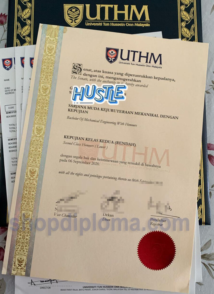 Universiti Tun Hussein Onn Malaysia(UTHM) the degree of bachelor of mecbanical engineering with honours