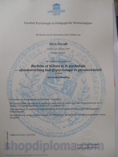 Universiteit Gent Bachelor of Science in de psychologie
