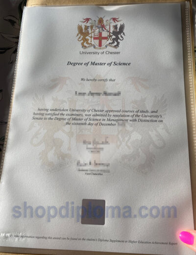 University of Chester the degree of master of science in management with distinction