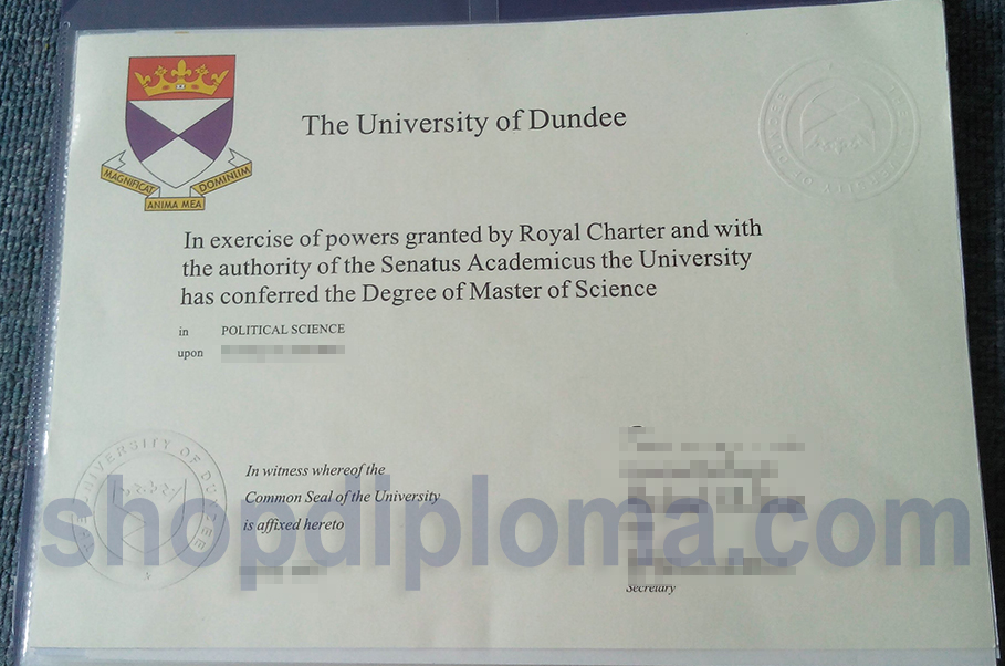 University of Dundee the degree of master of science in political science