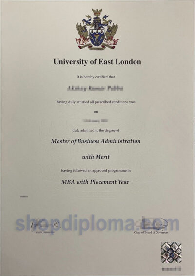 University of East London the degree of master of business administration