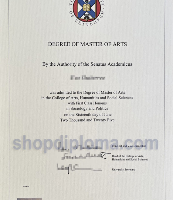 University of Edinburgh the degree of master of arts