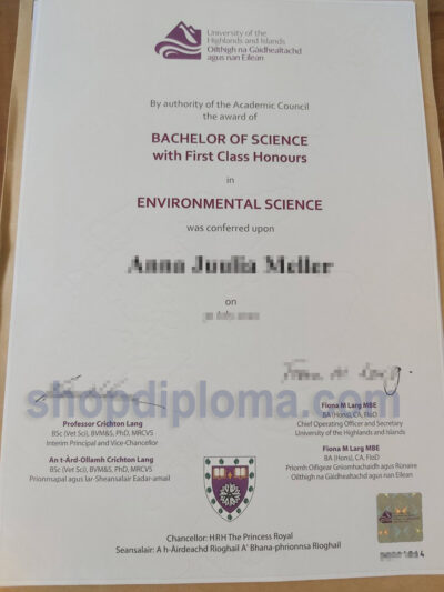 University of Highlands and Islands the award of bachelor of science in environmental science