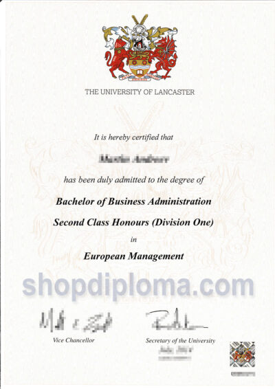 University of Lancaster degree of bachelor of business administration in european management