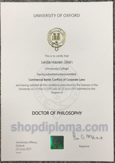 University of Oxford the degree of doctor of philosophy