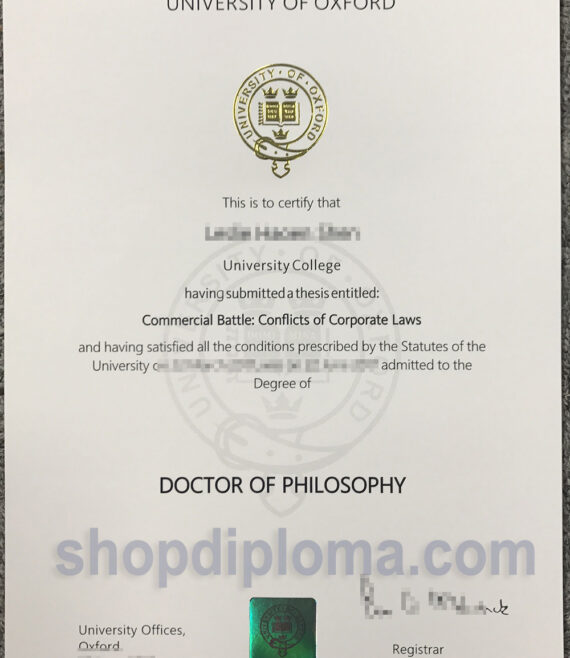 University of Oxford the degree of doctor of philosophy