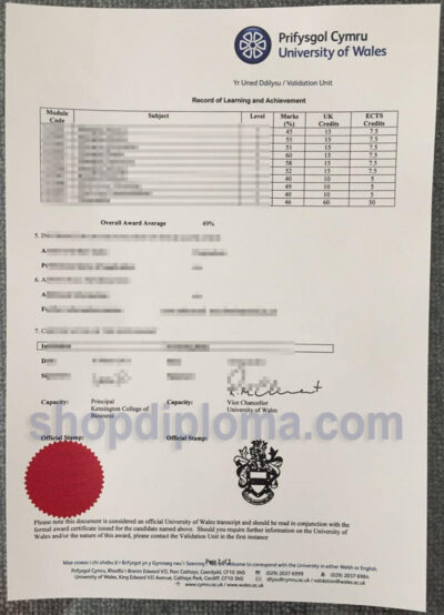 University of Wales record of learning and achievement