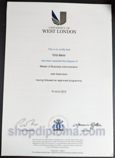 University of West London the degree of master of business administration