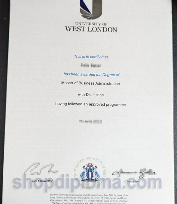 University of West London the degree of master of business administration