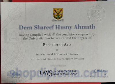 University of West Scotland the degree of bachelor of arts in international business finance