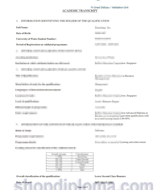 University of wales academic transcript