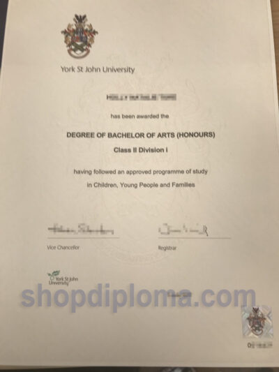 York ST John University the degree of bachelor of arts