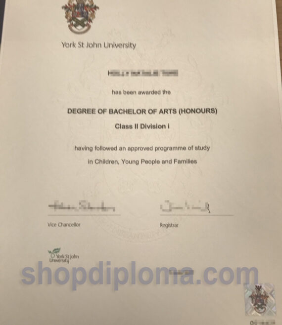 York ST John University the degree of bachelor of arts