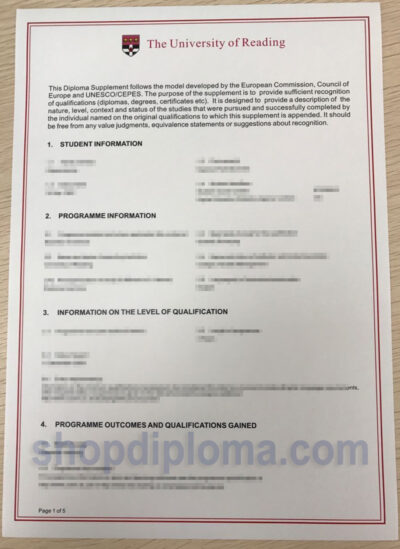 the university of reading transcript