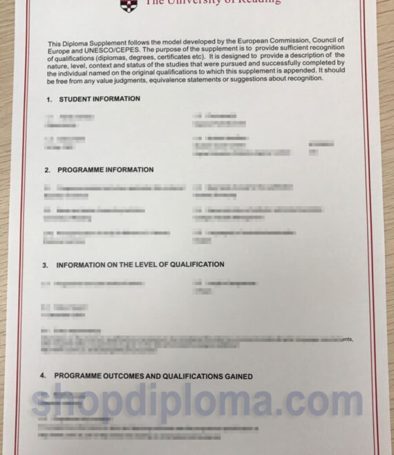 the university of reading transcript