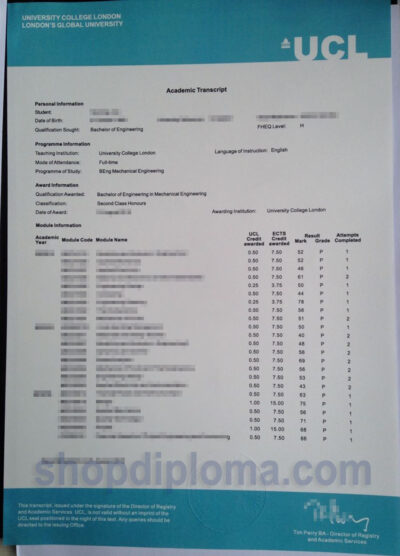 university college London_UCL academic transcript