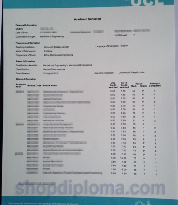 university college London_UCL academic transcript