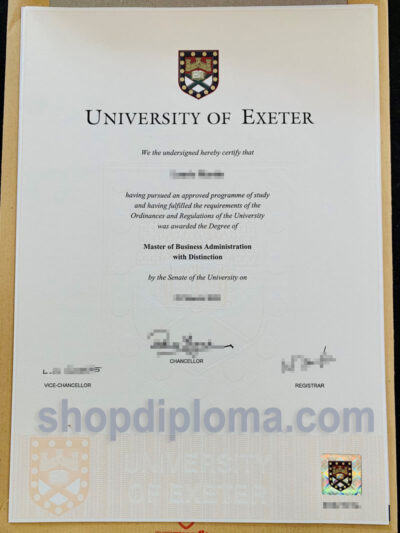 university of Exeter the degree of master of business administration