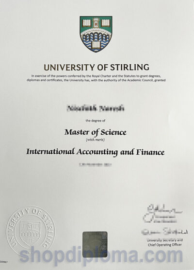 university of Stirling the degree of master of science international accounting and finance