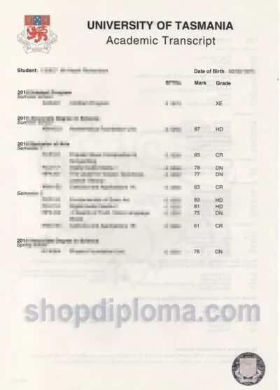 university of Tasmania academic transcript