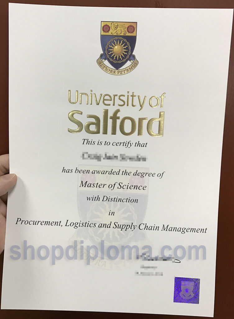 University Of Salford the degree of Master of Science with Distinction in Procurement, Logistics and Supply Chain Management