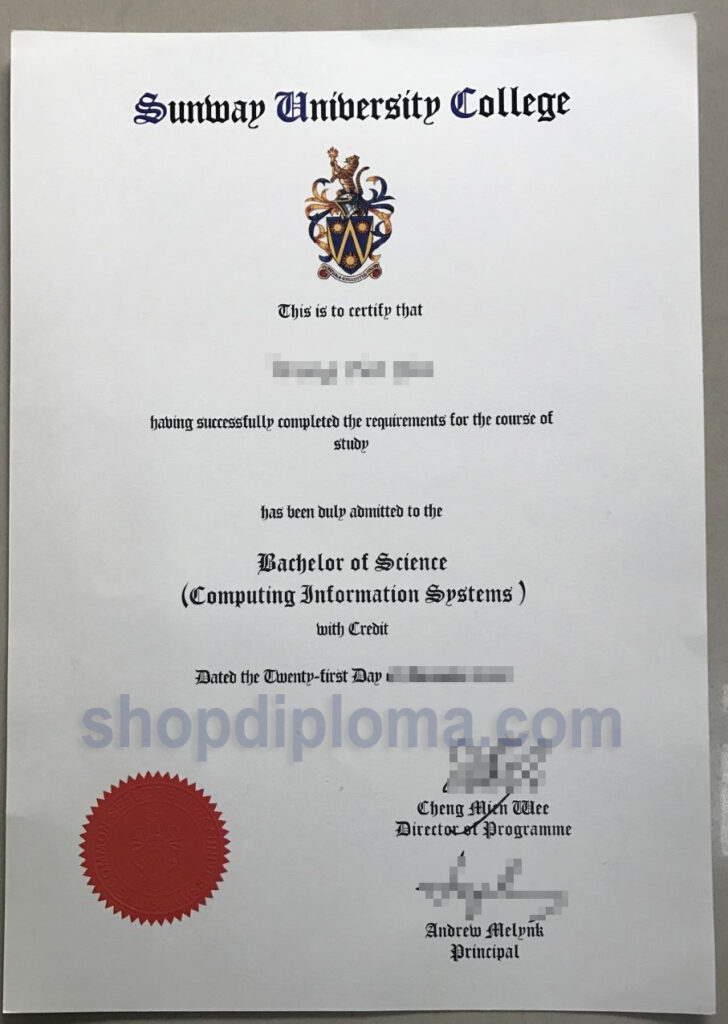 Sunway University College the degree of bachelor of science computing information systems