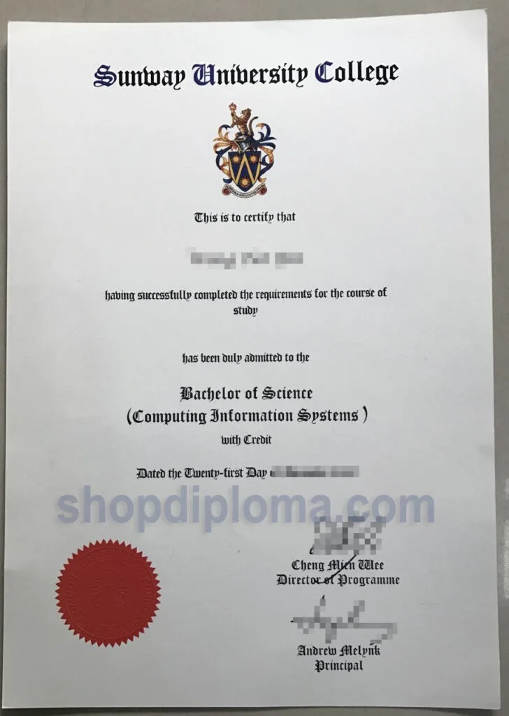Sunway University College the degree of bachelor of science computing information systems