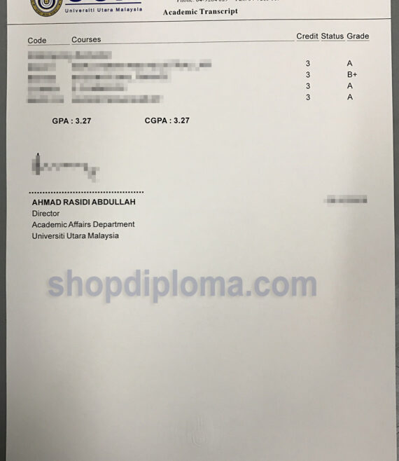 UUM(universiti Utara Malaysia) academic transcript
