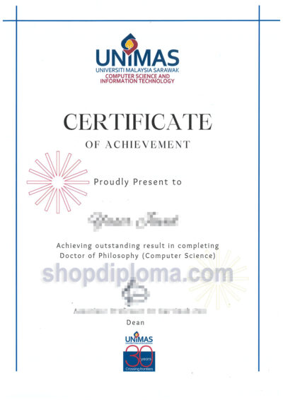 Universiti Malaysia Sarawak UNIMAS certificate of achievement the doctor of philosophy computer science