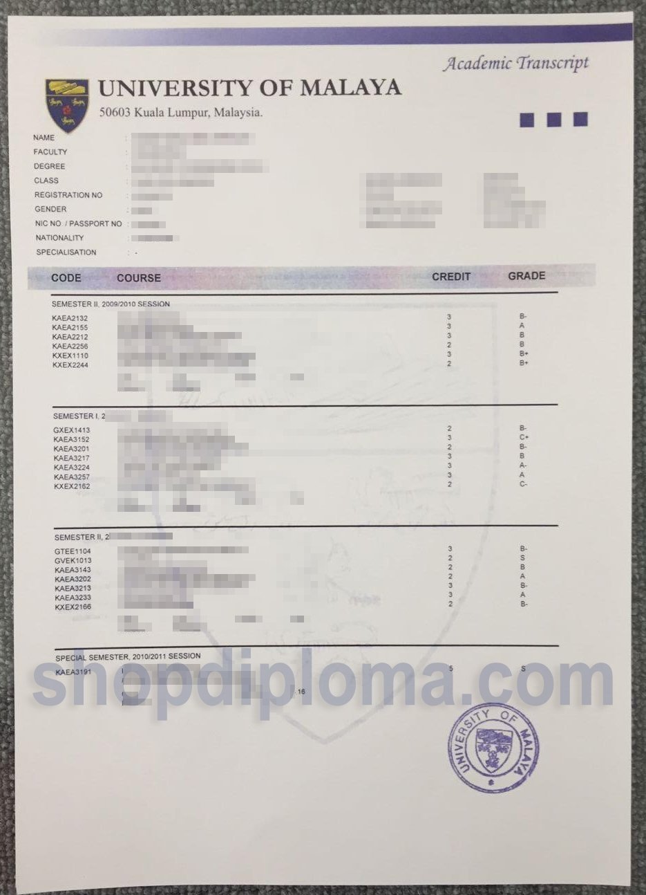 University of Malaya Transcript | UM Academic Record Service