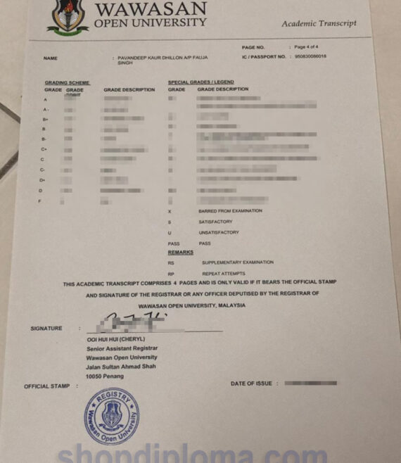 Wawasan Open University academic transcript