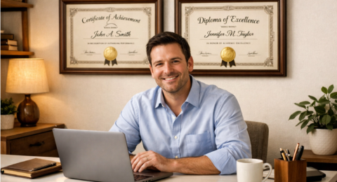 replacement diploma sample certificate with gold foil seal, copy diploma