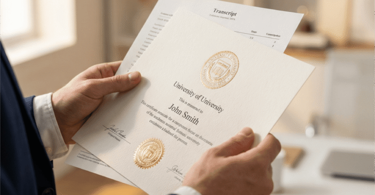 Transcript substitute for diploma